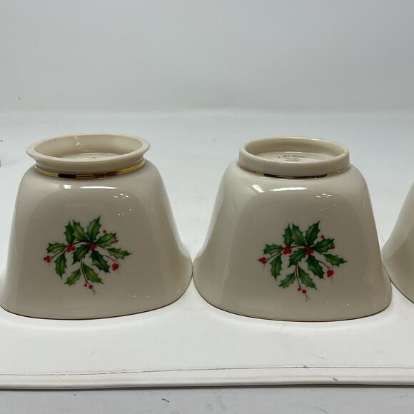 Lenox Holiday Dimension Square Treat Bowls Set Of 3 Christmas Holly Berry Candy - Picture 10 of 13